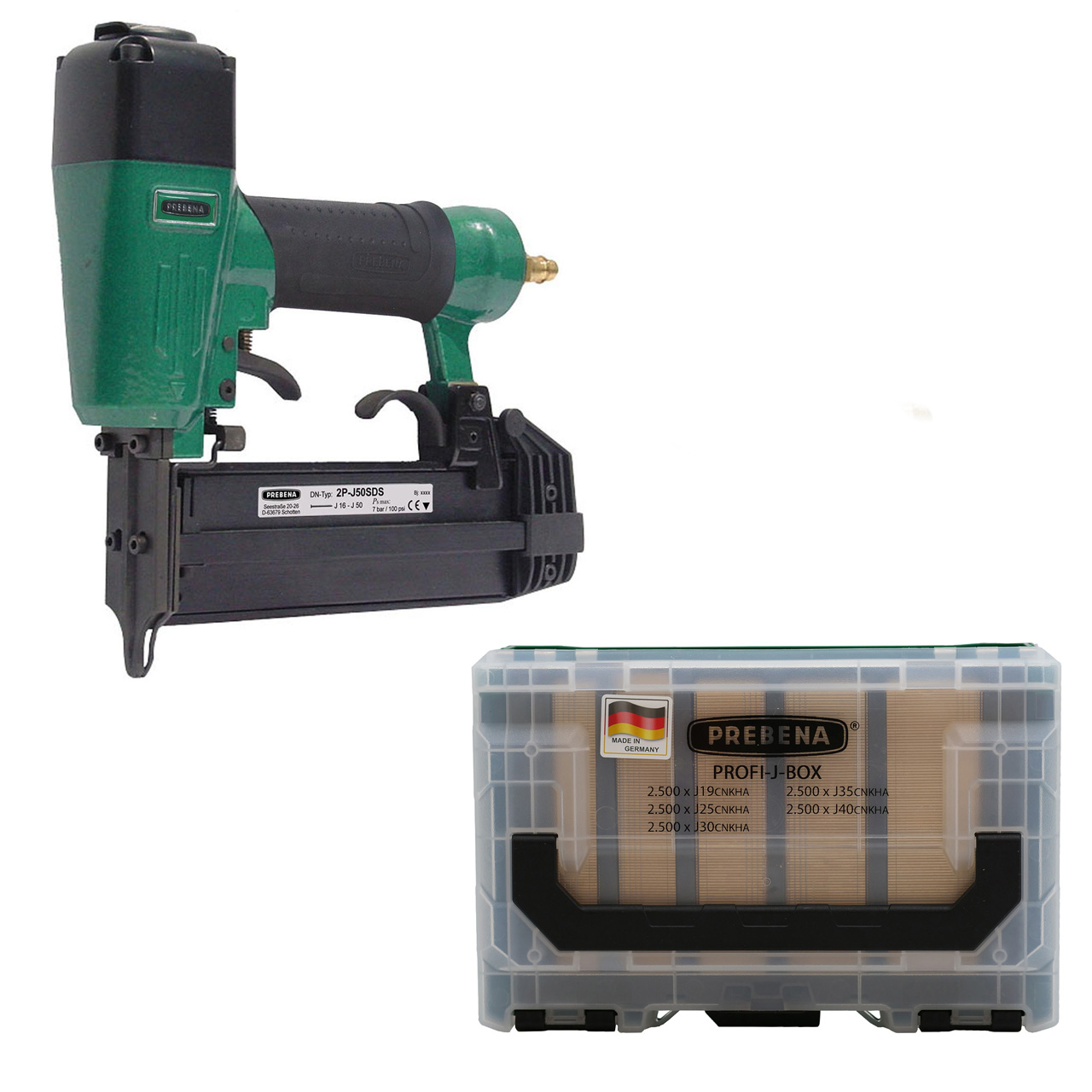2P-J50SDS Druckluftnagler für 16-50mm + PROFI-J-BOX