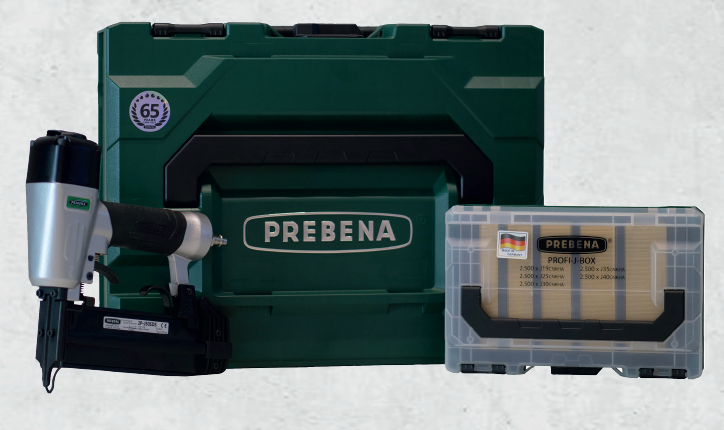 2P-J50SDS-SE Druckluftnagler für 16-50mm und PROFI-J-BOX in der baustellengerechten metaBOX