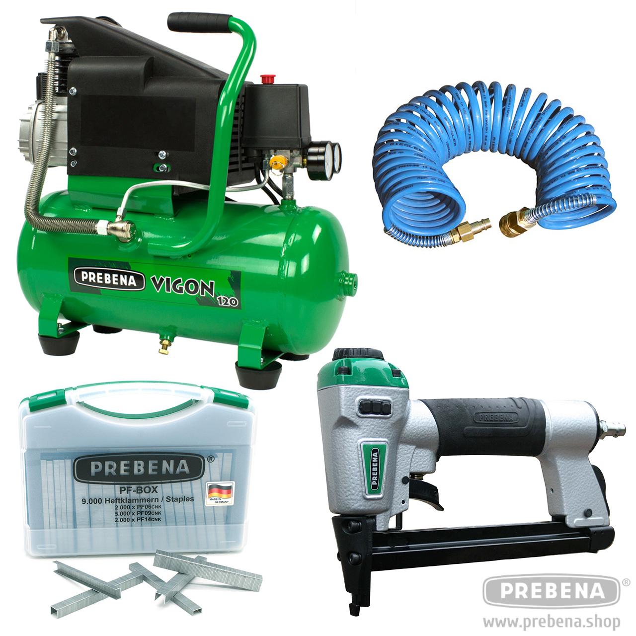 DNPF16 Pneumatic Stapler for 6-16mm + PF-BOX + VIGON 120 + Air Hose